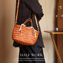 HALFWORK HEAD LAYER LAYER COW КОЖАНАЯ ЧИСТАЯ РУКА WVEN SAG SMALL CROWDFOOD BASKET BAG NOWLED