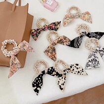 Gypsophila girl short ribbon Summer Bow Pearl Hairband streamer simple Joker Hairband temperament