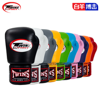 Thai twins boxing gloves mens and womens Muay Thai fighting grid bull leather gloves professional fighting training