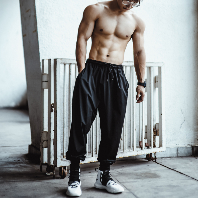 Maxattack Thin Sports Pants for Men, Quick-Drying, Fitness Joggers, Loose, Stretchy, Wide-Leg, Drawstring, Training, Squat