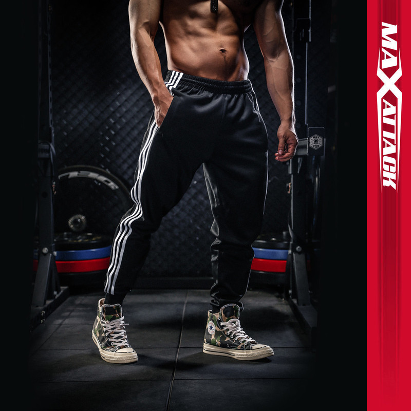 Maxattack Three-Stripe Sports Jogger Pants with Breathable Cuffs, Suitable for Squats and Running, Loose-Fitting Gym Sweatpants