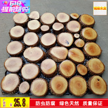 Solid wood log mosaic Boat wood Lychee wood chip pine puzzle log bar background wall round wood column decoration