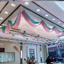 Beauty Salon Mobile Phone Shop Event Publicity Storefront Decoration Pendant Colorful Strip Clothing Shop Scene Arrangement Wave Banner Hanging Banner