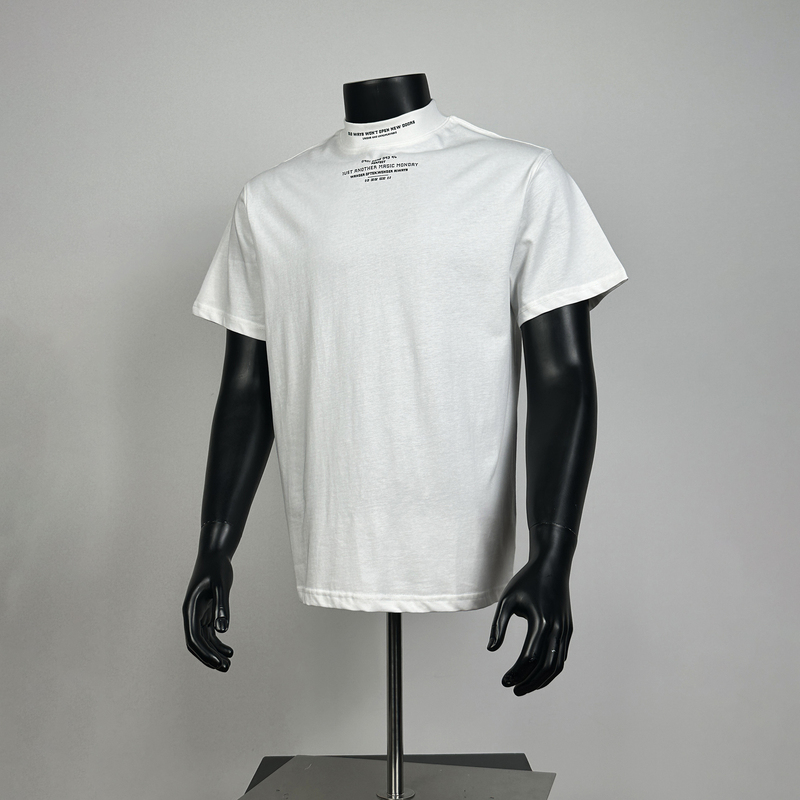 Letter Print Stand Collar American Style Trendy Pure Cotton Short-Sleeve T-Shirt for Men, Loose Fit, Round Neck, Solid Color Casual Top Letter Print Stand Collar American Style Trendy Pure Cotton Short-Sleeve T-Shirt for Men, Loose Fit, Round Neck, Solid Color Casual Top