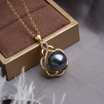 Necklace Single Tahitian black pearl pendant is round flawless temperament personality wild simple Korean female clavicle chain