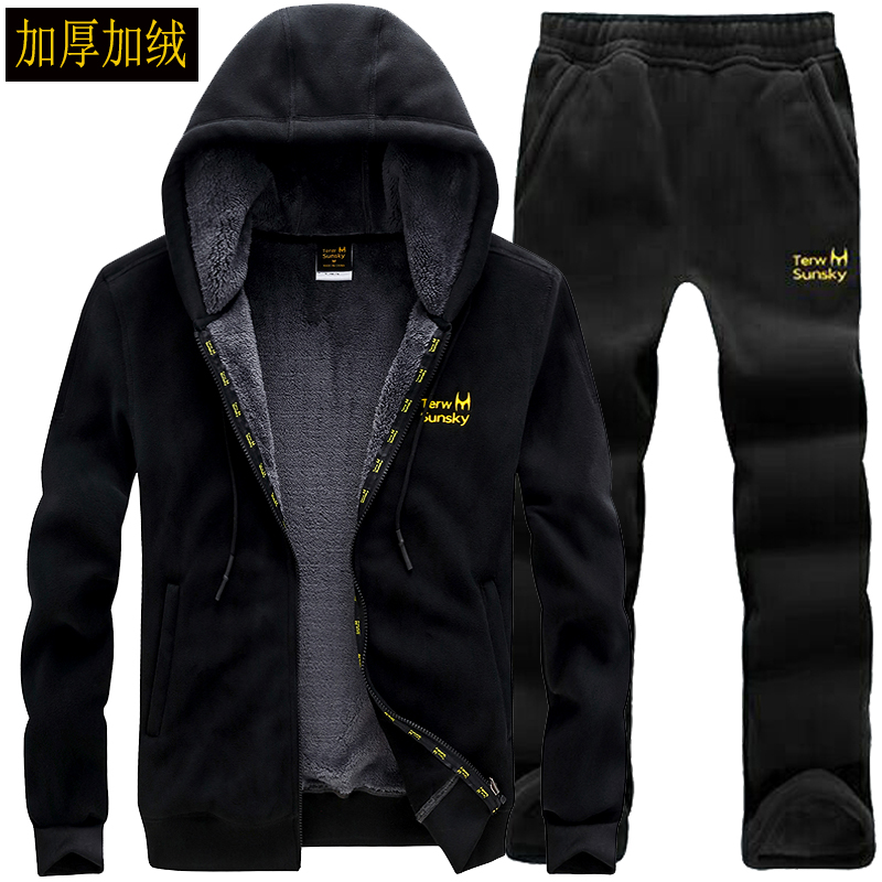 Fall and winter thickening outdoor grabbing jacket men suit with cap warm anti-cold granule jacket loose large yards