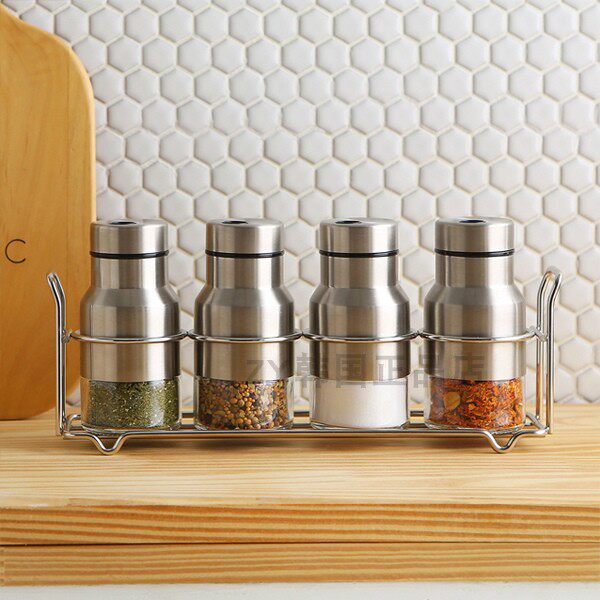 South Korea imported kitchen supplies seasoning box set household self-boxed glass seasoning jar salt shaker