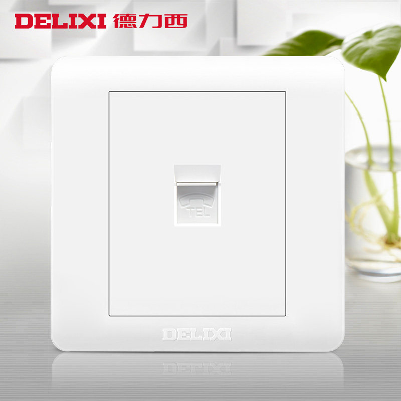 Delixi switch socket two-core telephone panel 86 type home 2-core fixed telephone line socket wall hidden installation