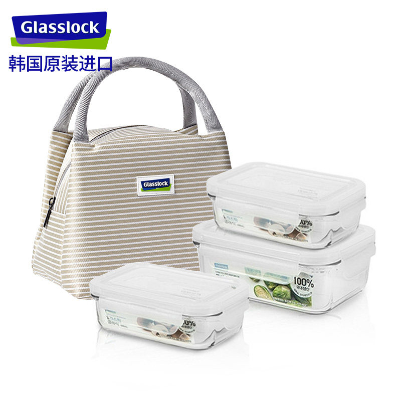 glaslock Korea imports heat resistant and fall resistant tempered glass refreshing box microwave heating separation lunch box