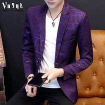 Mens Korean version of casual slim suit Male social guy spirit ins embroidered small suit trend handsome jacket