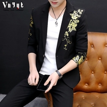 Mens personality bronzing suit suit suit spirit guy night field small suit two-piece trend set of handsome jacket