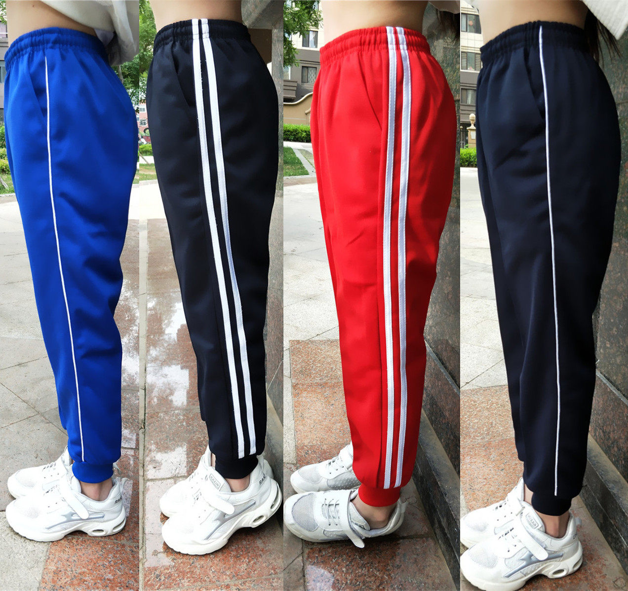 Primary school children's school uniforms pants autumn and summer style two bars early high school boys and boys sports pants loose bunches of pants