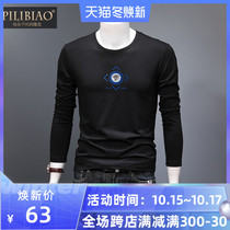 European fashion trendy brand long sleeve T-shirt men 2019 new tiger head sticker slim casual top round neck shirt