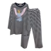 Bộ đồ ngủ dài tay sọc Dumbo nữ mùa thu và mùa đông bông tinh khiết bông cổ tròn phim hoạt hình lỏng lẻo dịch vụ nhà hai mảnh bộ đồ - Cha mẹ và con