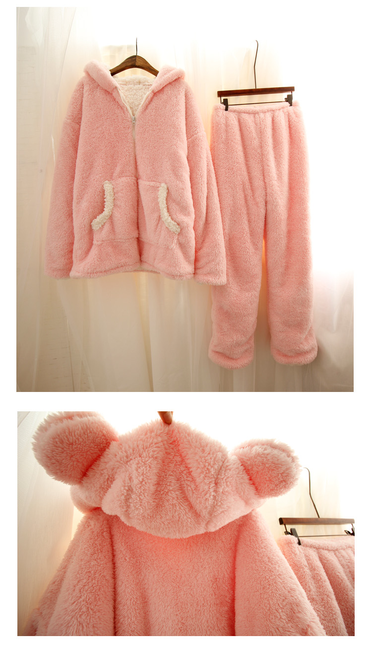 Siêu dày phiên bản dài cao dễ thương gấu phụ nữ cừu cashmere đôi dày mùa đông đồ ngủ hoạt hình phù hợp với dịch vụ nhà đồ ngủ lụa