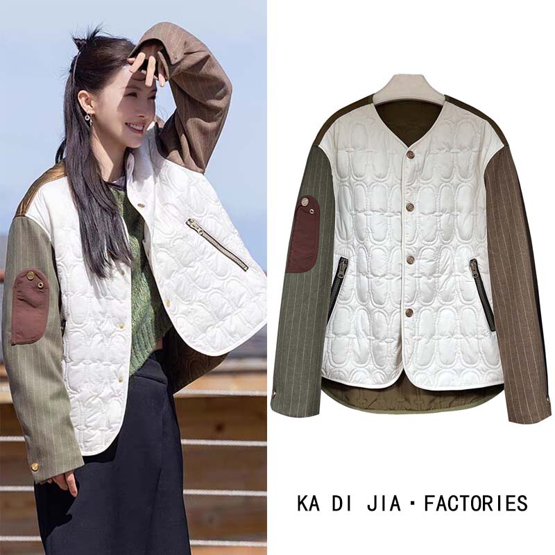 Hit the Road Now! Jin Chen's Same Style Cotton Jacket, Lightweight Quilted Cotton Coat, 2026 Padded Collarless Jacket, Autumn and Winter Style