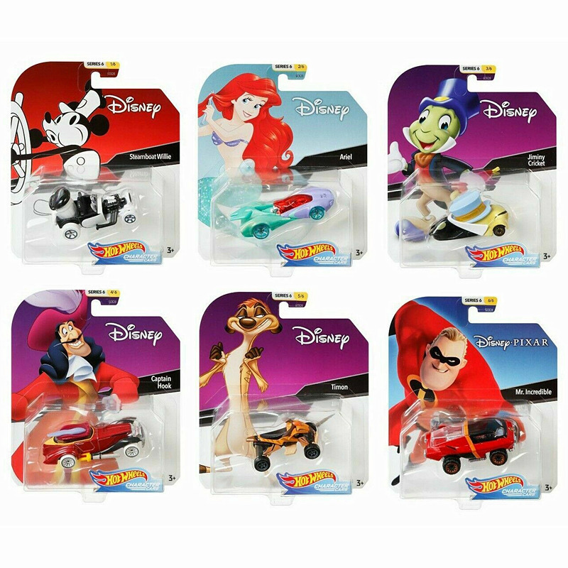Hot Wheels Disney Animated Character Small Car Model Toy Alloy Children's Finished Product Dumbo Mickey Mouse