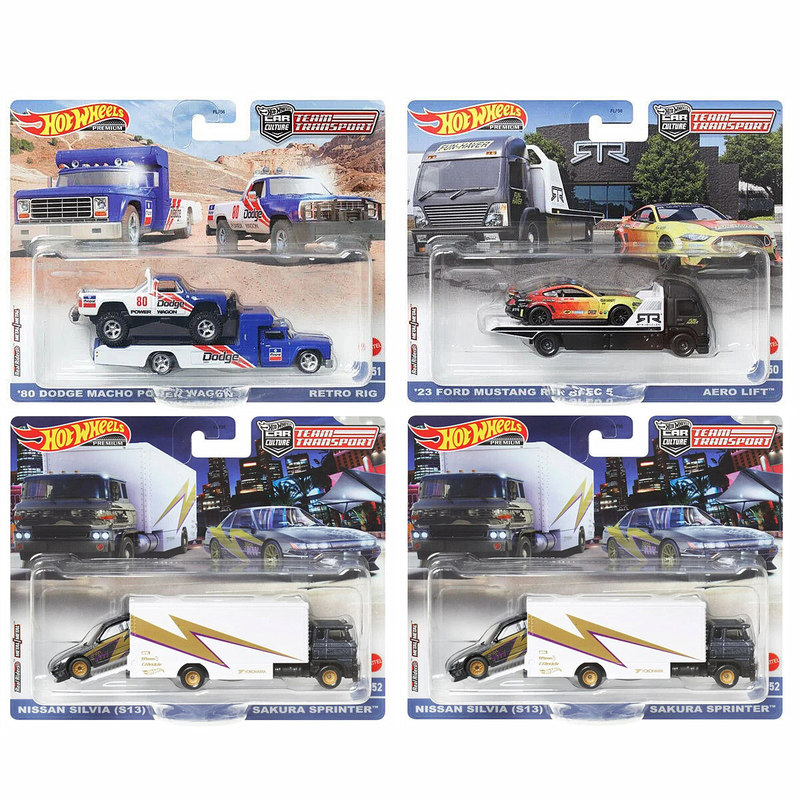 Hot Wheels Transport Fleet Car Culture Model Car Iron Base Rubber Tires Ford Mustang Rtr Nissan S13