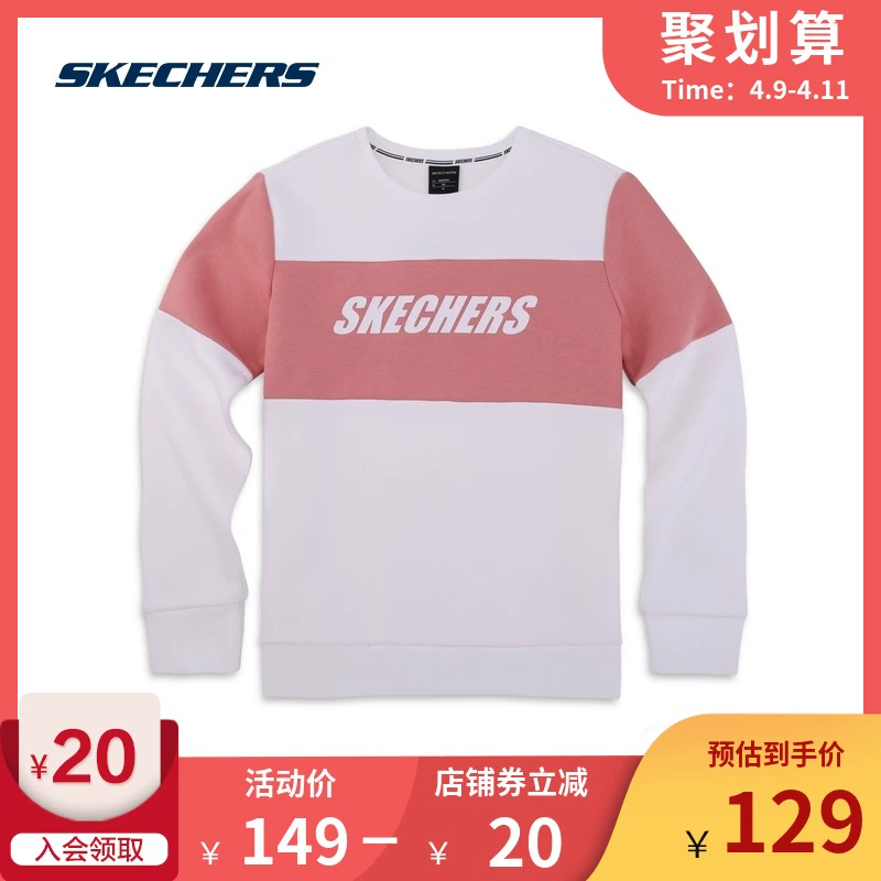 Skechers Skechers chính thức giảm giá tương phản của phụ nữ khâu áo thun dệt kim SMAWW18B535 - Thể thao lông cừu / jumper