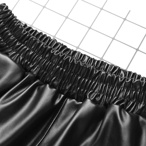 Демисезонные полиуретановые шорты, зимние штаны, высокая талия, свободный крой, 2019, оверсайз, в корейском стиле