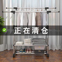 Floor-to-ceiling bedroom drying rack folding household hanger balcony drying rack single pole type simple cool clothes shelf