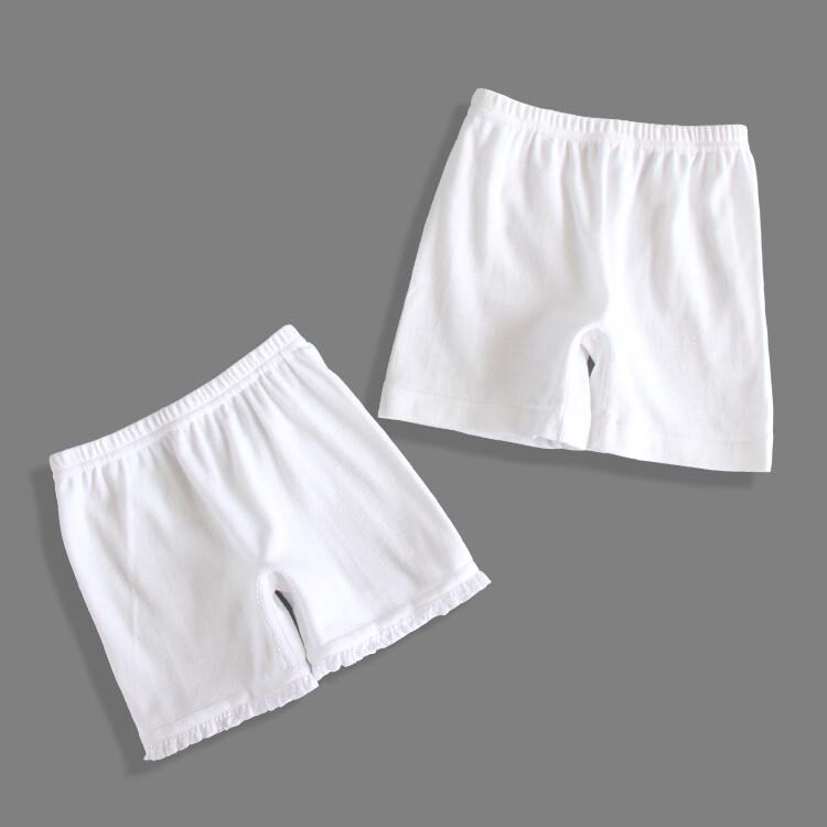 100% cotton anti-walking light safety pants pure cotton thin spring summer season pure white flat angle children girl full cotton underwear