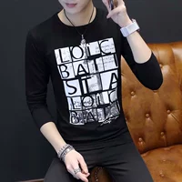 Áo thun nam dài tay 2018 mới mùa hè mỏng phần cotton trẻ trung trục máu dài với cổ áo xu hướng đất nan áo thun trơn nam