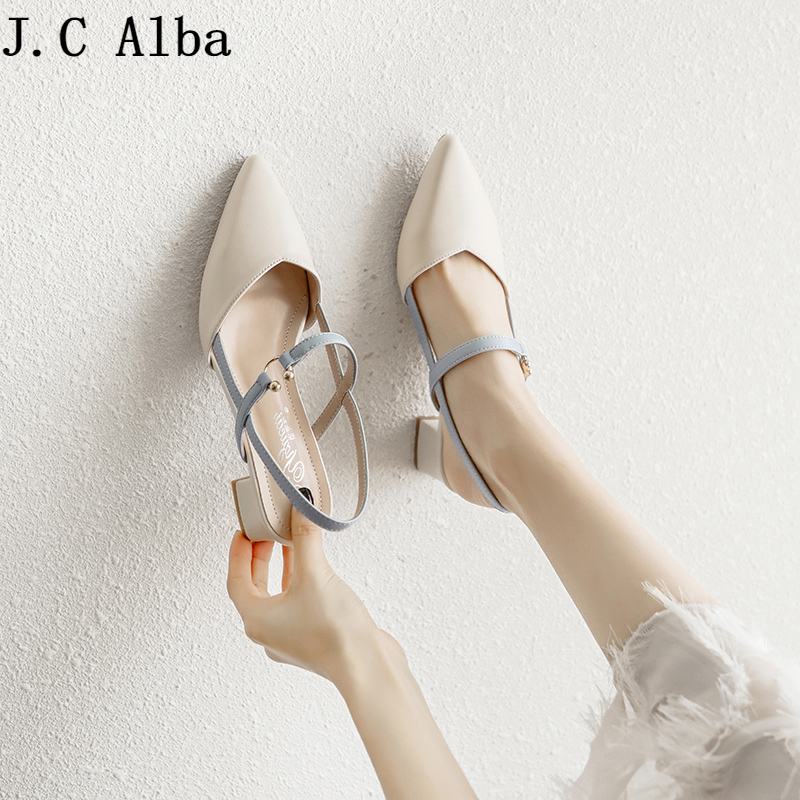 Europe and the United States 2022 new Baotou sandals female fairy wind gentle middle heels thick heels small high heels shoes with skirts