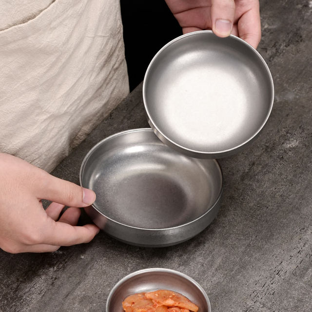 ຈານ Retro Korean 304 stainless steel dinner, kimchi plate, seasoning sauce plate, old small old, small dish, cool dish