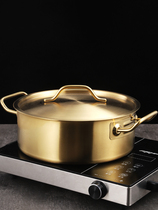 Golden hot pot Yuanyang pot commercial brush pot stainless steel double-ear flat bottom thickened hot pot pot induction cooker special soup pot