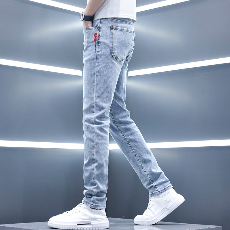 2026 New High-End Men's Jeans, Summer Thin Light-Colored Slim Fit Tapered Men's Pants, Casual Trousers for Men