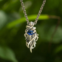 Ms collection handmade retro 925 sterling silver artificial sapphire totem winding larva pendant necklace
