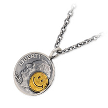 Japanese official authorized NORTH WORKS craftsman sterling silver vintage coin smiley face necklace NORTHWORKS