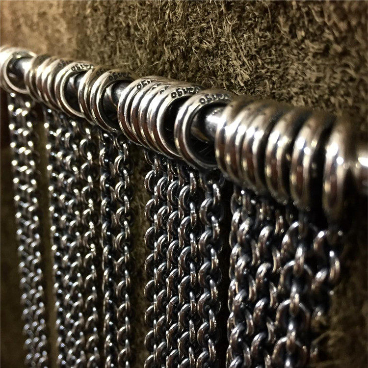 Japan Jango artisan artisan vulcano made of old 925 pure silver Classic retro tide man Taiballs silver necklace T buckle necklace