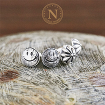 NORTH WORKS Japanese craftsmen handmade trendsetter mens and womens silver coins smiley face earrings fun ear jewelry Morgan coins