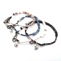 North Works Japanese Craftsman hand string natural colorful shell silver coin silver star couple bracelet