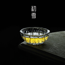 Wide mouth Puer cup exclusive Puer tea crystal glass cup preliminary snow thickened heat resistant rock grain design tasting cup