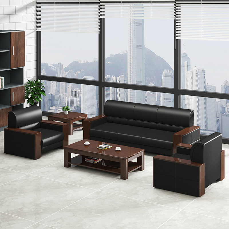 Business office sofa tea table combination modern simple three-person reception sofa office furniture