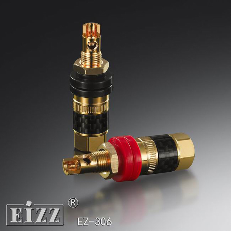 EIZZ Power Amplifier Post Head Pure Copper Gilded Carbon Fiber Shell EZ-306 Banana Seat Sound Plug Terminal