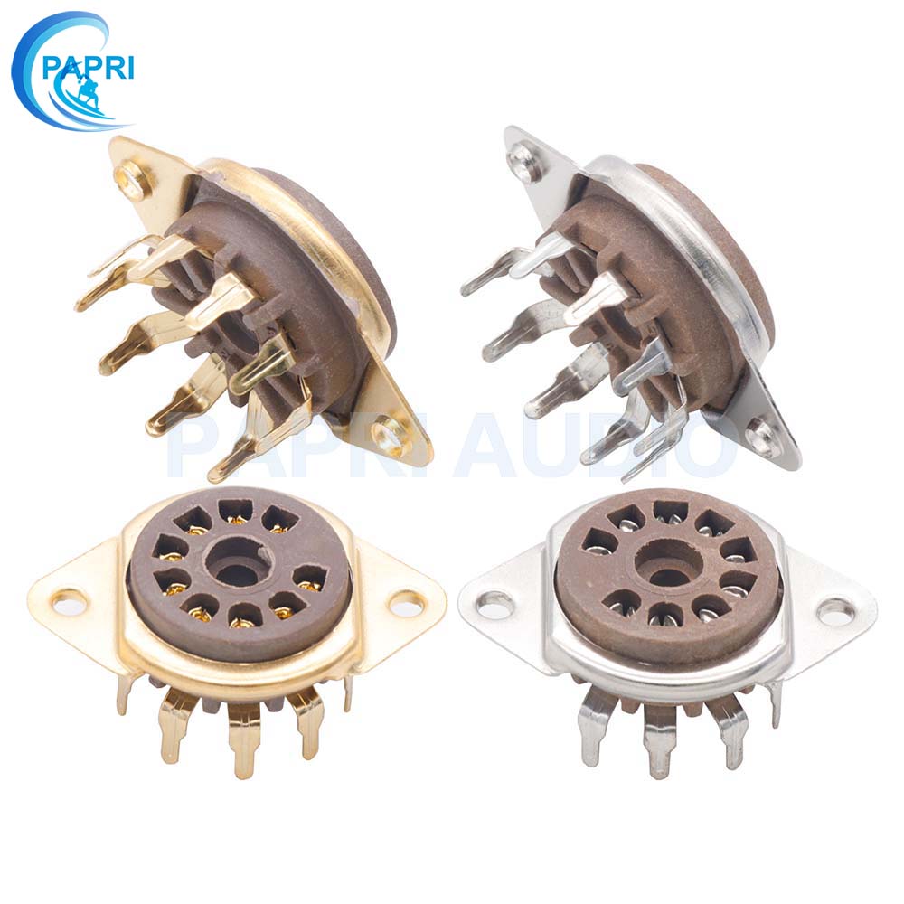 New nine-foot vacuum tube base rubber wood 9 vacuum tube socket PCB mounting with fixed frame EL84 6922