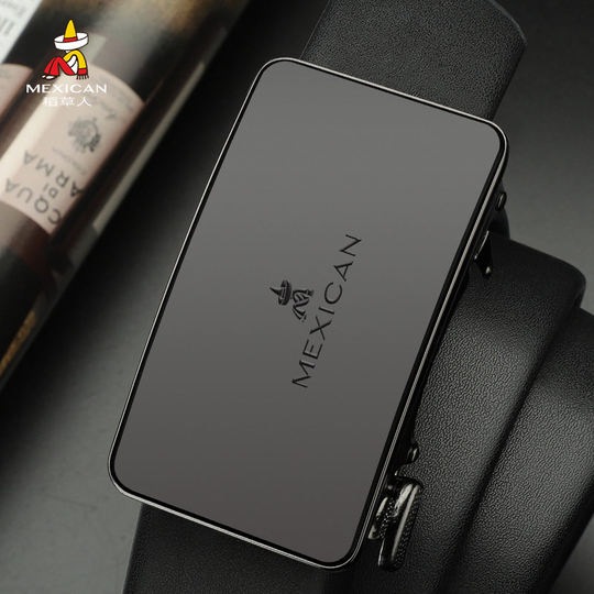 Scarecrow Pure Men's Belt Genuine Leather Korean Version Trendy Versatile Cowhide Young Men's Automatic Buckle Genuine Jeans Belt