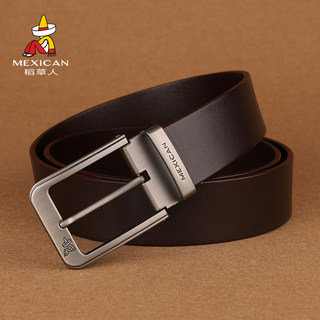 Scarecrow Belt Men's Genuine Leather Pin Buckle Belt Casual Versatile High-End Belt for Young and Middle-Aged Men New Top Layer Cowhide Belt