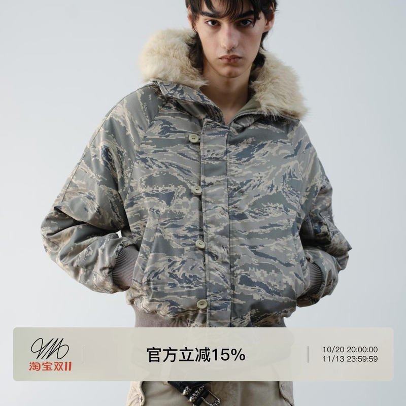 Vlabmade Polar Tiger Camouflage Fur Collar Mountain Eagle 3m Thinsulate Thickened Cotton Jacket N2B Coat Vlabmade Polar Tiger Camouflage Fur Collar Mountain Eagle 3m Thinsulate Thickened Cotton Jacket N2B Coat