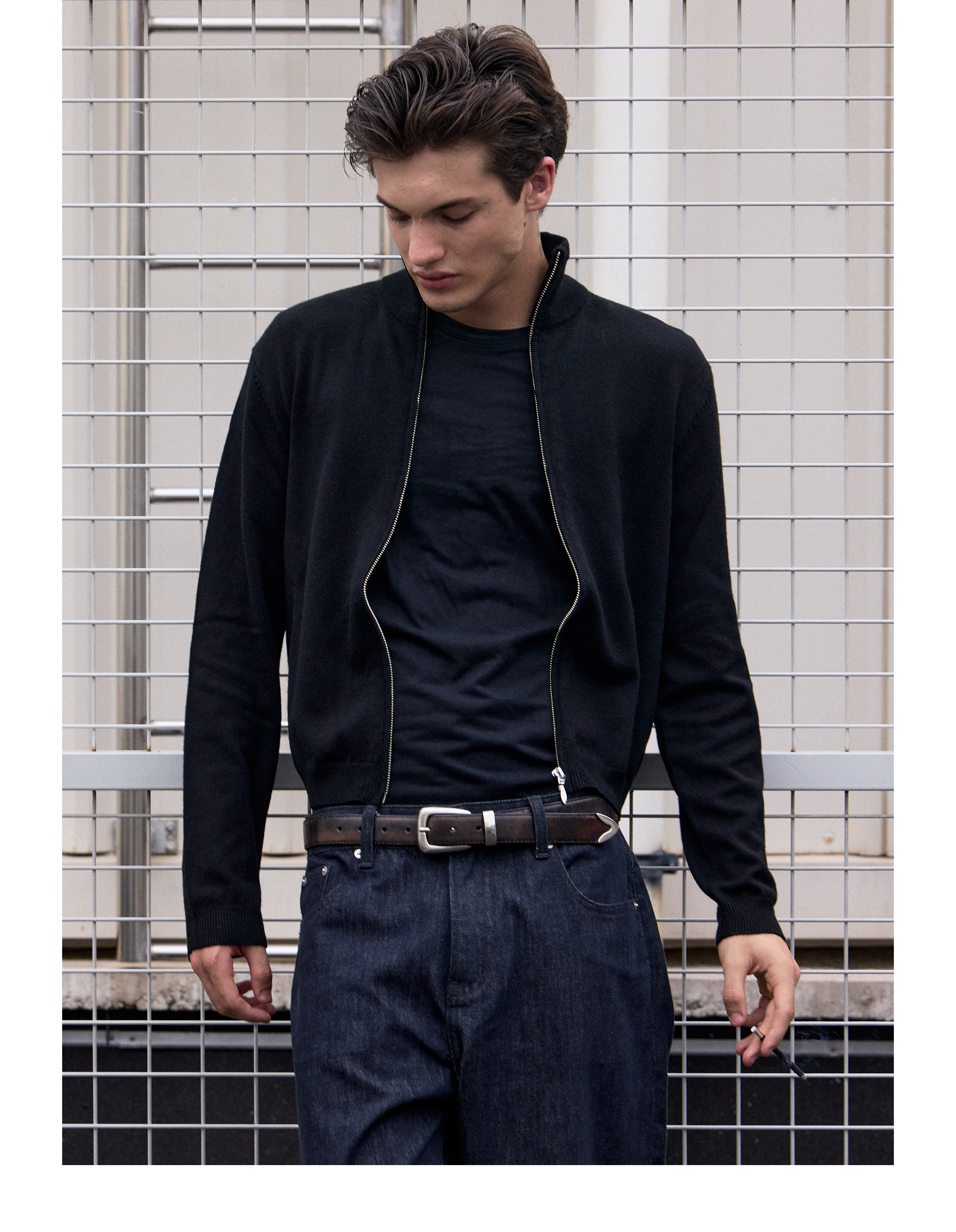 VLABMADE 50% Wool Zip-Up Cardigan