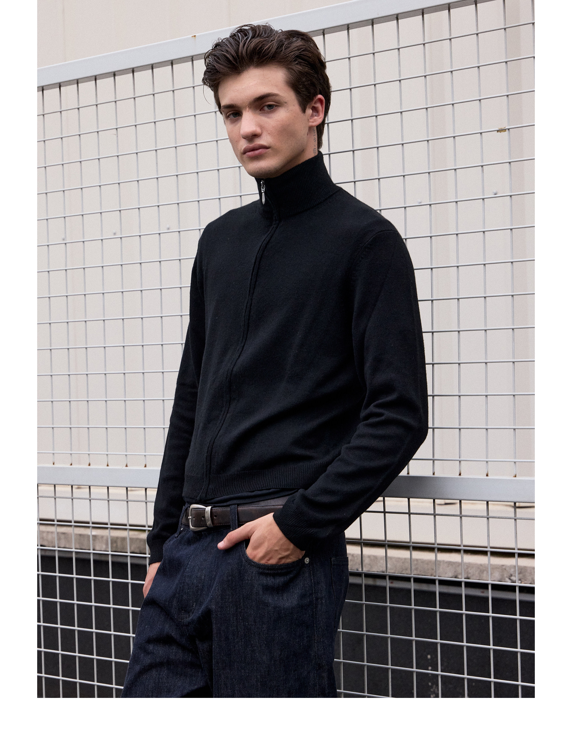 VLABMADE 50% Wool Zip-Up Cardigan