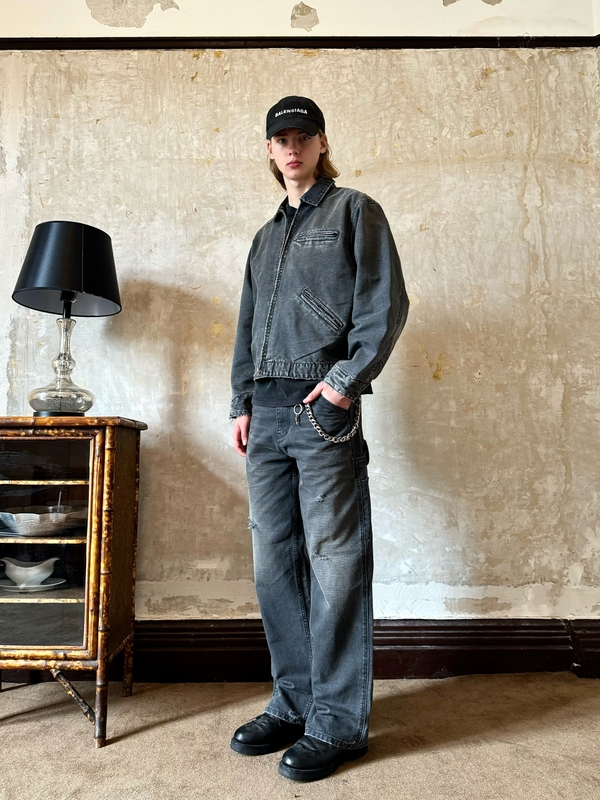 Vlabmade Heavy-Duty Newvintage Distressed Vintage Heavy Wash B11 Single-Knee Lumberjack Work Pants