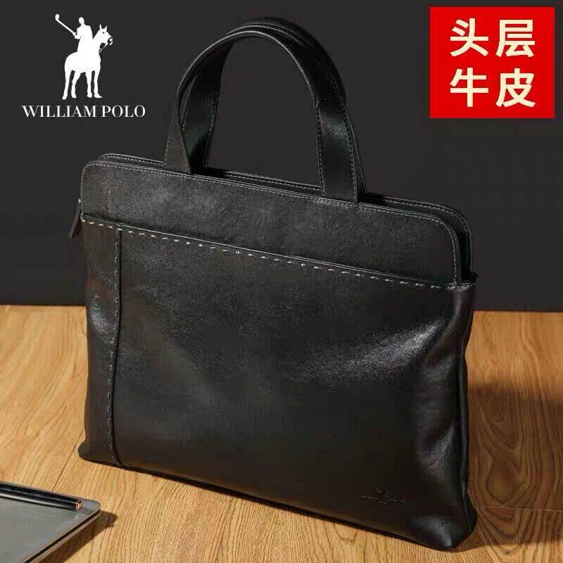 Royal Rafa Laurenma ball handbag genuine leather men's bag single shoulder briefcase genuine leather head layer of cow leather business casual hands with bag tide