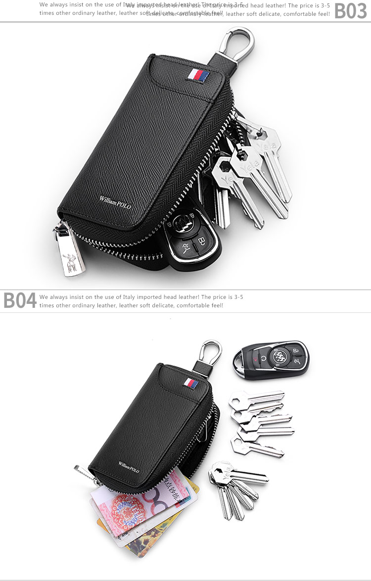 Hoàng đế Paul da túi chìa khóa của nam giới công suất lớn zip coin purse đa chức năng xe eo khóa key gói ví móc khóa da