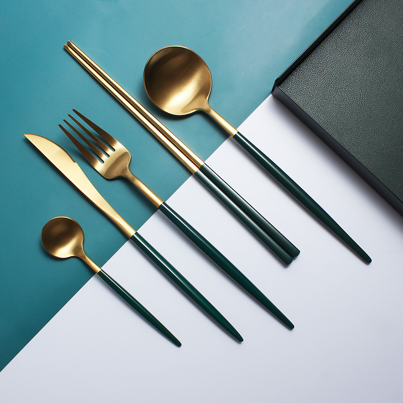 Western Dining Cutlery Sets Home Knife Fork Spoon Three Sets Knife Fork Spoon European Style Ins Wind Net Red Steak Knife Fork