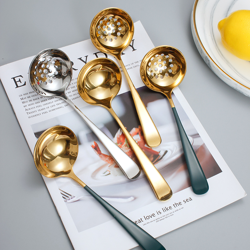 Upscale Creative 304 Stainless Steel Thickened Domestic Soup Spoon Leaking Spoon Soup Spoon Nordic Cutlery Foam Noodle Spoon Sheng Congee Spoon